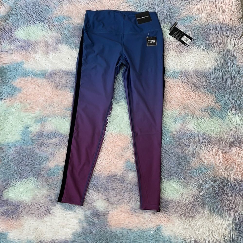 BCBG MAX AZRIA TUXEDO OMBRE LEGGINGS SIZE L